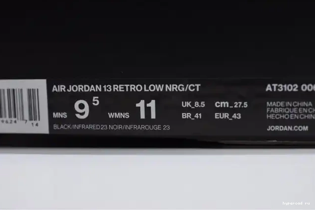 Low Black Jordan x Air Clot 13 AT3102-006 Infrared 0414